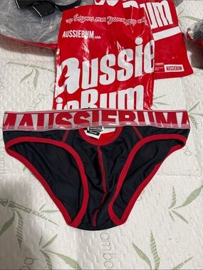 Aussiebum Black Brief with Red Trim — Sporty Support